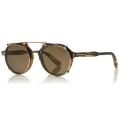 Tom Ford Eyewear Sunglasses & Eyewear-Tom Ford - Tom N.15 Sunglasses - Real Buffalo Horn Style Sunglasses - Brown - FT5561-P-B - Sunglasses - - Avvenice