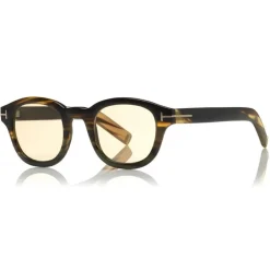 Tom Ford Eyewear Sunglasses & Eyewear-Tom Ford - Tom N.13 Sunglasses - Real Horn Squared Sunglasses - Green Horn - FT5499-P - Sunglasses - - Avvenice