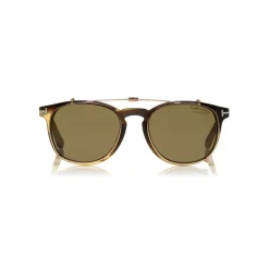 Tom Ford Eyewear Sunglasses & Eyewear-Tom Ford - Tom N.14 Sunglasses - Real Horn Squared Sunglasses - Light Brown - FT5498-P - Sunglasses - - Avvenice