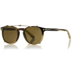 Tom Ford Eyewear Sunglasses & Eyewear-Tom Ford - Tom N.14 Sunglasses - Real Horn Squared Sunglasses - Light Brown - FT5498-P - Sunglasses - - Avvenice
