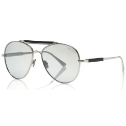 Tom Ford Eyewear Sunglasses & Eyewear-Tom Ford - Tom N.16 Sunglasses - Pilot Style Sunglasses - Silver - FT0704-P - Sunglasses - - Avvenice