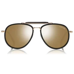 Tom Ford Eyewear Sunglasses & Eyewear-Tom Ford - Tripp Sunglasses - Pilot Shape Sunglasses - Black Gold - FT0666 - Sunglasses - - Avvenice