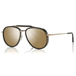 Tom Ford Eyewear Sunglasses & Eyewear-Tom Ford - Tripp Sunglasses - Pilot Shape Sunglasses - Black Gold - FT0666 - Sunglasses - - Avvenice