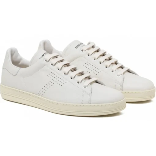 Tom Ford Shoes-- White Leather Sneakers - Exclusive Luxury Collection - Avvenice