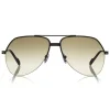 Tom Ford Eyewear Sunglasses & Eyewear-Tom Ford - Wilder Sunglasses - Pilot Acetate Sunglasses - FT0644 - Black Grey - - Avvenice