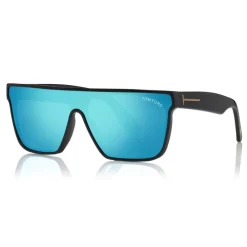 Tom Ford Eyewear Sunglasses & Eyewear-Tom Ford - Wyhat Sunglasses - Soft Rectangular Acetate Sunglasses - FT0709 - Black Light Blu - - Avvenice