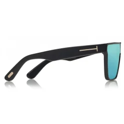 Tom Ford Eyewear Sunglasses & Eyewear-Tom Ford - Wyhat Sunglasses - Soft Rectangular Acetate Sunglasses - FT0709 - Black Light Blu - - Avvenice