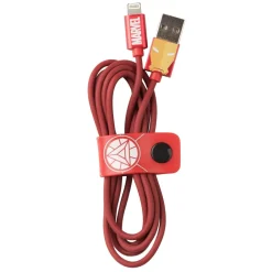 Tribe Accessories-- Iron Man - Marvel - Lightning USB Cable - Data Transmission and Charging Apple, iPhone - MFi Certified - 120 cm - Avvenice