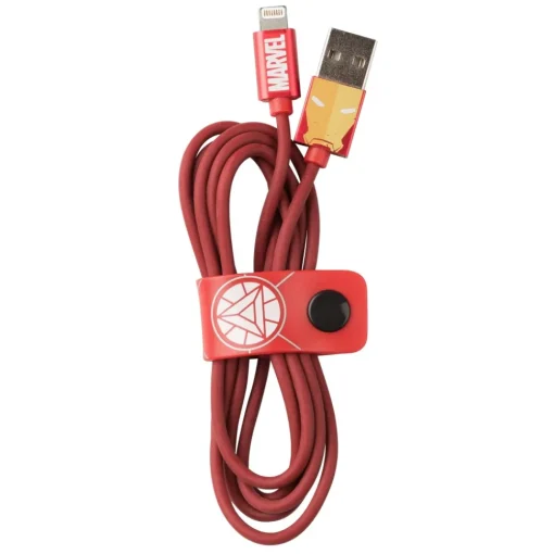 Tribe Accessories-- Iron Man - Marvel - Lightning USB Cable - Data Transmission and Charging Apple, iPhone - MFi Certified - 120 cm - Avvenice