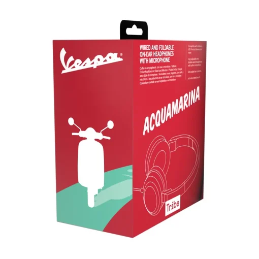 Tribe Audio-- Vespa Aquamarine - Vespa Special - Headphones with Foldable Microphone - 3.5 mm Jack - Smartphone, PC, PS4 and Xbox - Avvenice