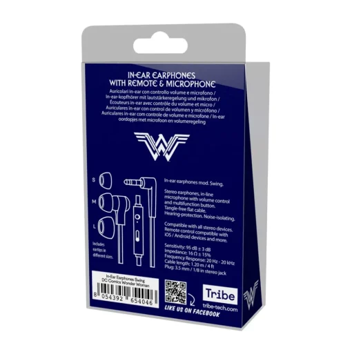 Tribe Audio-- Wonder Woman - DC Comics - Earphones with Microphone and Multifunctional Command - Smartphone - Avvenice