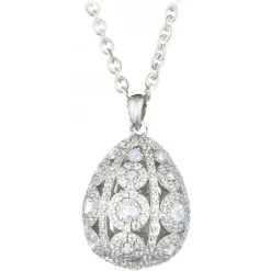 Tsars Collection Necklaces-- Alexandra Pavè Vertical White Necklace - Handmade in Swiss - Luxury Exclusive Collection - Avvenice