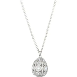 Tsars Collection Necklaces-- Alexandra Pavè Vertical White Necklace - Handmade in Swiss - Luxury Exclusive Collection - Avvenice