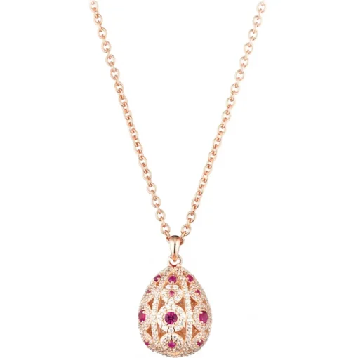 Tsars Collection Necklaces-- Alexandra Pavè Vertical Fuchsia Necklace - Handmade in Swiss - Luxury Exclusive Collection - Avvenice