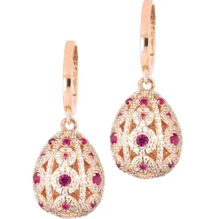 Tsars Collection Earrings-- Alexandra Pavè Vertical Fuchsia Earrings - Handmade in Swiss - Luxury Exclusive Collection - Avvenice