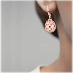 Tsars Collection Earrings-- Alexandra Pavè Vertical Fuchsia Earrings - Handmade in Swiss - Luxury Exclusive Collection - Avvenice