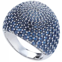 Tsars Collection Rings-- Blue Pavé Silver Ring - Handmade in Swiss - Luxury Exclusive Collection - Avvenice