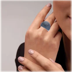 Tsars Collection Rings-- Blue Pavé Silver Ring - Handmade in Swiss - Luxury Exclusive Collection - Avvenice