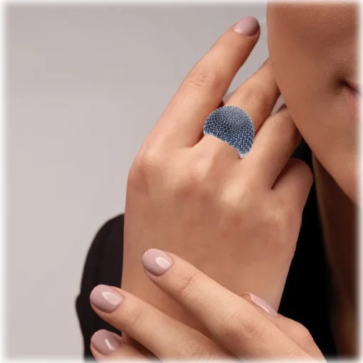 Tsars Collection Rings-- Blue Pavé Silver Ring - Handmade in Swiss - Luxury Exclusive Collection - Avvenice