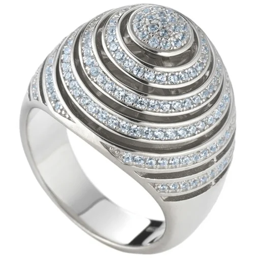 Tsars Collection Rings-- Blue Spiral Silver Ring - Handmade in Swiss - Luxury Exclusive Collection - Avvenice