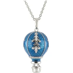 Tsars Collection Necklaces-- Light Blue Hot Air Balloon Necklace with Zircons - Handmade in Swiss - Luxury Exclusive Collection - Avvenice