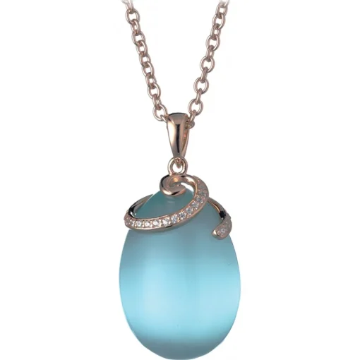 Tsars Collection Necklaces-- Olga Blue Spiral Necklace - Handmade in Swiss - Luxury Exclusive Collection - Avvenice