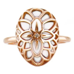Tsars Collection Rings-- Silver Rose with White Agate Ring - Handmade in Swiss - Luxury Exclusive Collection - Avvenice
