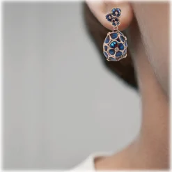 Tsars Collection Earrings-- Tamara Blue Silver Earrings - Handmade in Swiss - Luxury Exclusive Collection - Avvenice