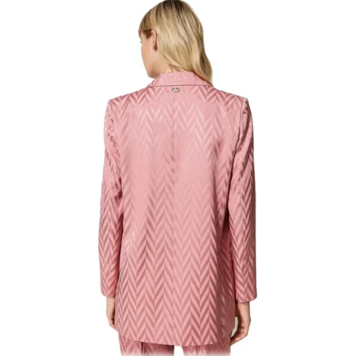 Twinset Jackets-- Chevron Design Single-Breasted Blazer - Pink - Jackets - Made in Italy - Luxury Exclusive Collection - Avvenice