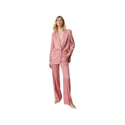 Twinset Jackets-- Chevron Design Single-Breasted Blazer - Pink - Jackets - Made in Italy - Luxury Exclusive Collection - Avvenice