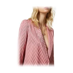 Twinset Jackets-- Chevron Design Single-Breasted Blazer - Pink - Jackets - Made in Italy - Luxury Exclusive Collection - Avvenice