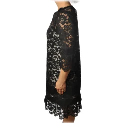 Twinset Dresses-- Crewneck Dress Trapeze Fit in Lace - Black - Dress - Made in Italy - Luxury Exclusive Collection - Avvenice