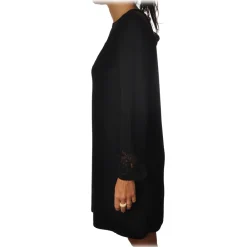 Twinset Dresses-- Dress Trapeze Fit with Lace Detail - Black - Dress - Made in Italy - Luxury Exclusive Collection - Avvenice