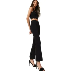 Twinset Trousers-- Flare Trousers with Scalloped Bottoms - Black - Trousers - Made in Italy - Luxury Exclusive Collection - Avvenice