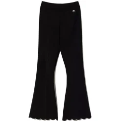 Twinset Trousers-- Flare Trousers with Scalloped Bottoms - Black - Trousers - Made in Italy - Luxury Exclusive Collection - Avvenice
