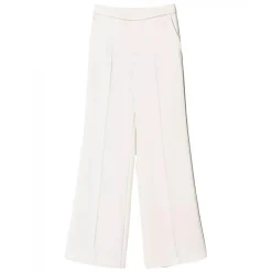 Twinset Trousers-- Fluid Crepe Full Length Trousers - White - Trousers - Made in Italy - Luxury Exclusive Collection - Avvenice