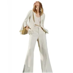 Twinset Trousers-- Fluid Crepe Full Length Trousers - White - Trousers - Made in Italy - Luxury Exclusive Collection - Avvenice