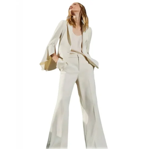 Twinset Trousers-- Fluid Crepe Full Length Trousers - White - Trousers - Made in Italy - Luxury Exclusive Collection - Avvenice