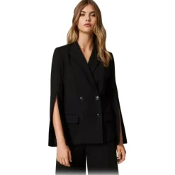 Twinset T-shirt-- Four Button Double Breasted Blazer - Black - Jackets - Made in Italy - Luxury Exclusive Collection - Avvenice