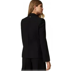 Twinset T-shirt-- Four Button Double Breasted Blazer - Black - Jackets - Made in Italy - Luxury Exclusive Collection - Avvenice