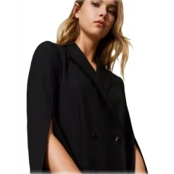Twinset T-shirt-- Four Button Double Breasted Blazer - Black - Jackets - Made in Italy - Luxury Exclusive Collection - Avvenice