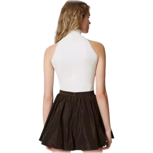 Twinset Tops-- High Neck Sleeveless Top - White - Top - Made in Italy - Luxury Exclusive Collection - Avvenice