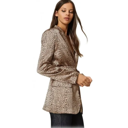 Twinset Jackets-- Leopard Print Single-Breasted Blazer - Brown - Jackets - Made in Italy - Luxury Exclusive Collection - Avvenice