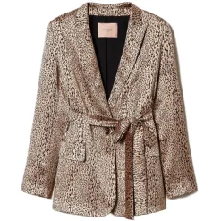 Twinset Jackets-- Leopard Print Single-Breasted Blazer - Brown - Jackets - Made in Italy - Luxury Exclusive Collection - Avvenice