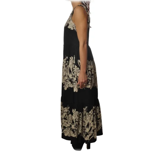 Twinset Dresses-- Long Dress Empire Cut in Floral Pattern - Black - Dress - Made in Italy - Luxury Exclusive Collection - Avvenice