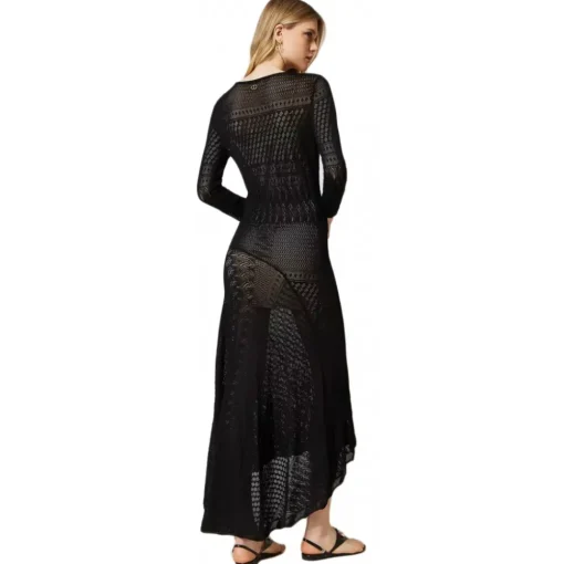 Twinset Dresses-- Long Lace Dress with Petticoat - Black - Dress - Made in Italy - Luxury Exclusive Collection - Avvenice