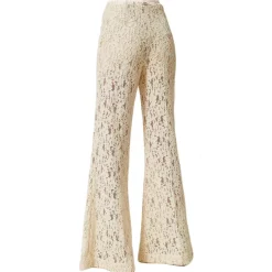 Twinset Trousers-- Macramé Lace Trousers - Cream - Trousers - Made in Italy - Luxury Exclusive Collection - Avvenice