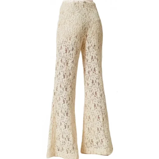 Twinset Trousers-- Macramé Lace Trousers - Cream - Trousers - Made in Italy - Luxury Exclusive Collection - Avvenice