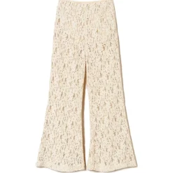 Twinset Trousers-- Macramé Lace Trousers - Cream - Trousers - Made in Italy - Luxury Exclusive Collection - Avvenice