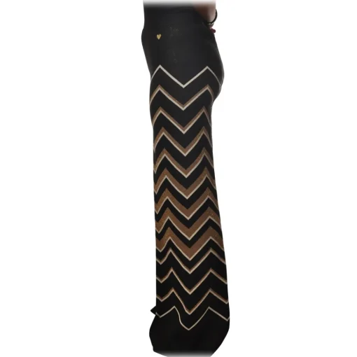 Twinset Trousers-- Palazzo Trousers in Geometric Pattern - Black/Gold - Trousers - Made in Italy - Luxury Exclusive Collection - Avvenice